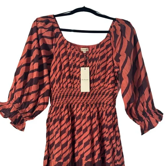 NWT Anthropologie Du Paradis Print Maxi Dress 3/4 Sleeves Smocked Waist, Size XS - Picture 3 of 7